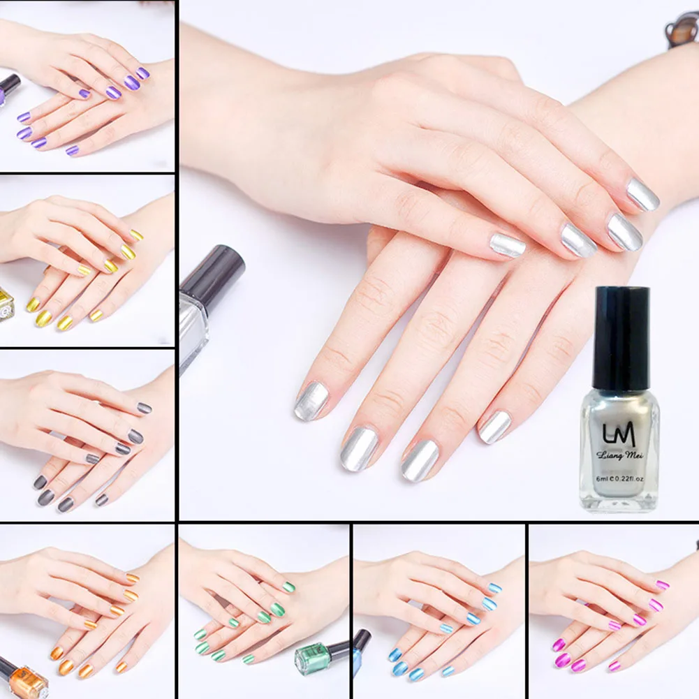 1pcs Varnish Base Coat Metallic Nails Art DIY Silver Mirror Effect Metalic UV Nail Polish Mirror