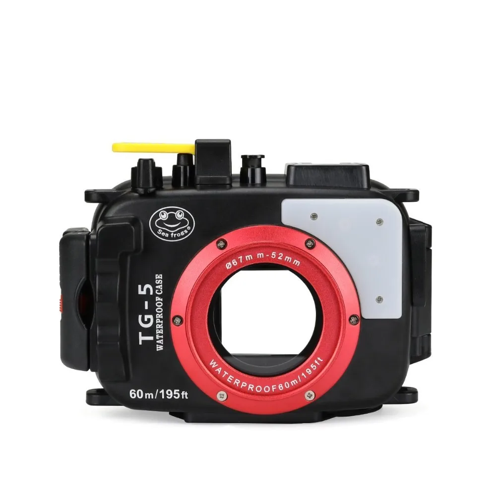Seafrogs 195FT/60M Underwater camera waterproof diving housing for Olympus TG-5 as PT-058 with Red Filter 67mm for gift