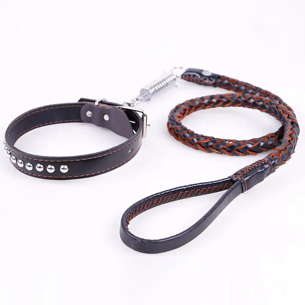 leather collar and lead sets