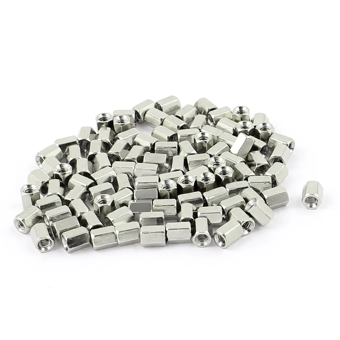 

UXCELL 100Pcs #4-40 6Mm Long Female Thread Brass Hex Nut Spacer Standoff Pillar Nickle Plated Silver Tone for RS232, VGA, DB-9P