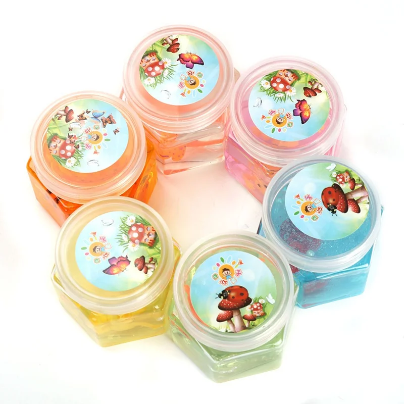 

2018 Modeling Clay Decompression Toy Slime Buffer Insect Hexagonal Bottle Of Crystal Mud Color Diy Mud