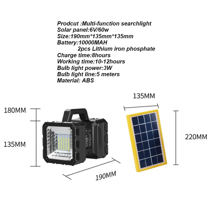 Светодиодный портативный Точечный светильник, рабочий светильник, перезаряжаемый светодиодный рабочий светильник, вспышка, светильник, батарея, тент, светильник уличная лампа с солнечной батареей, поисковый светильник