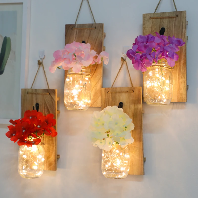 

Mason Jar Sconce with String Light For Wall Decor Set Of 2