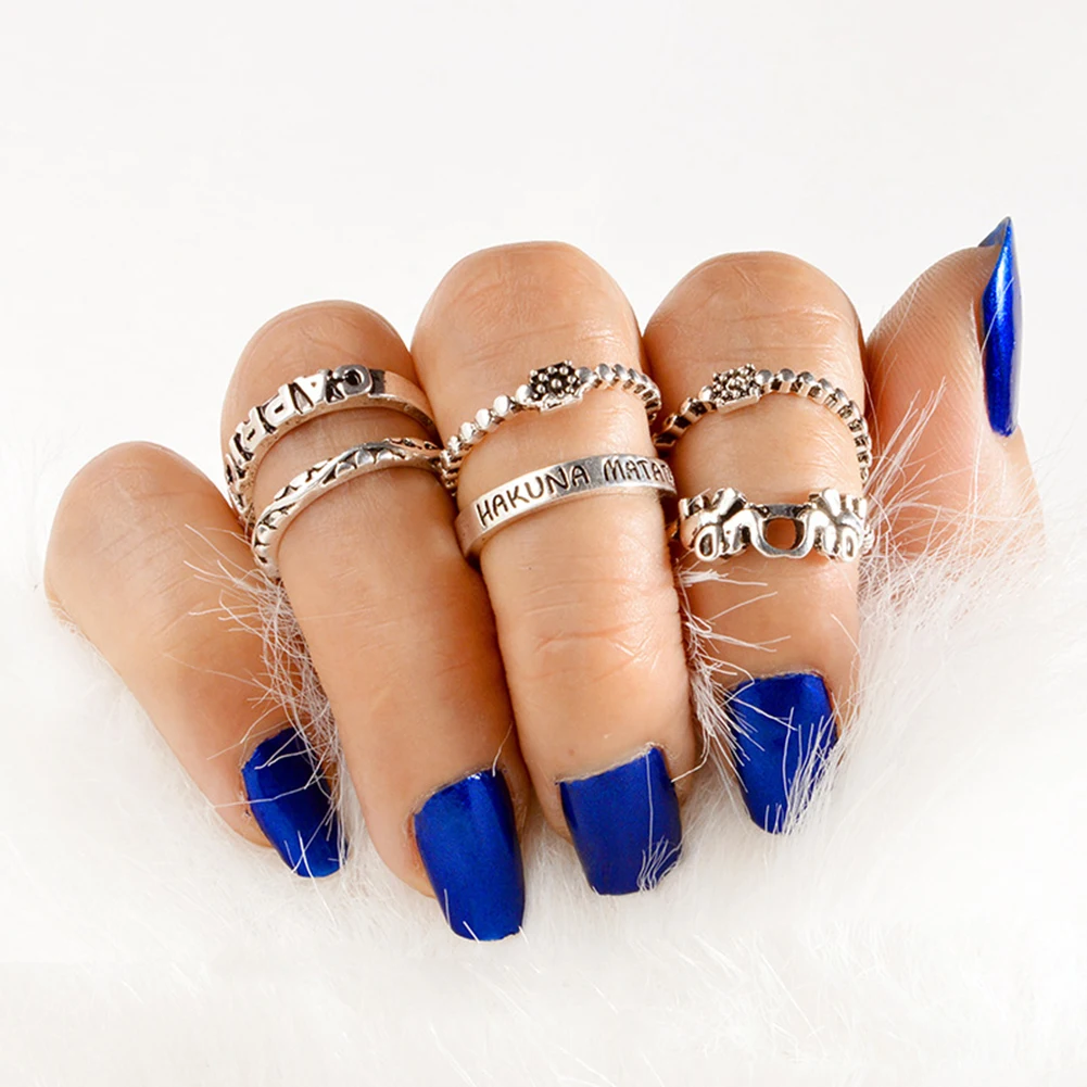 

6Pcs/Set Women's Vintage Bohemian Knuckle Midi Ring Antique Jewelry Gift