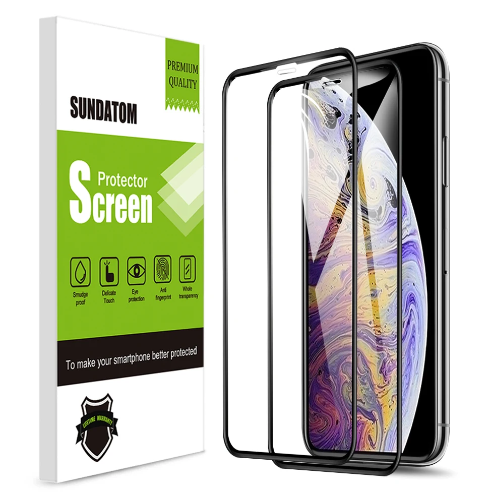 Защитная пленка для экрана iPhone X Xs Max Xr SUNDATOM закаленное стекло с полным покрытием