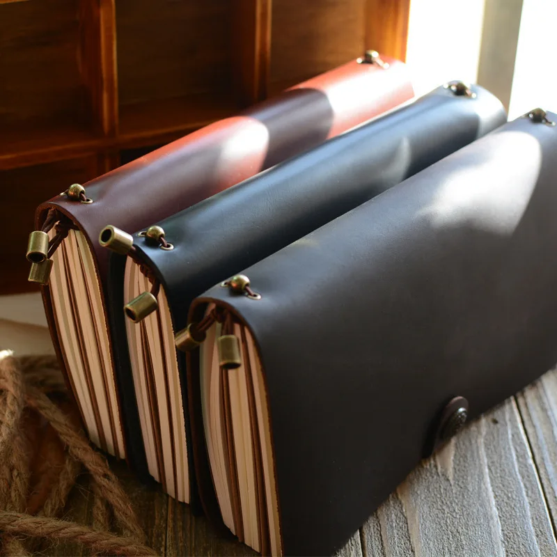 

Notebook First Layer Cowhide Cover Retro Buckle Diary Handmade Planner Agenda 22*12cm for office&school Wholesale drop shipping