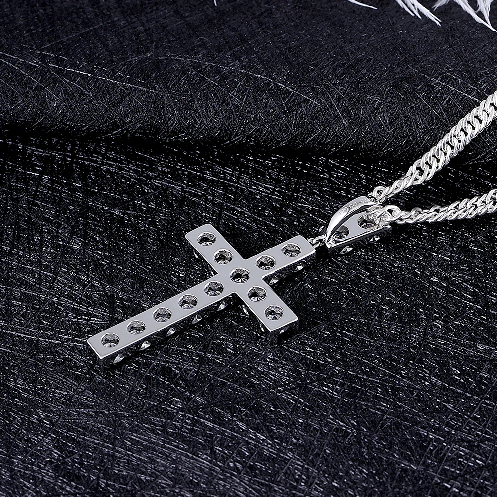 moissanite cross pendant necklace for man (6)