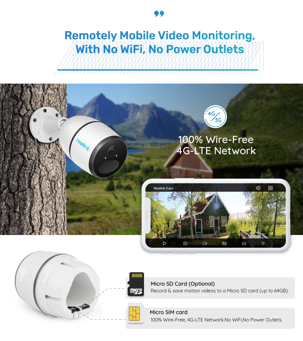 Reolink Wi-Fi безопасности Камера Перезаряжаемые Батарея питание 1080 P Full HD Крытый всепогодный IP Cam 130 широкий угол обзора