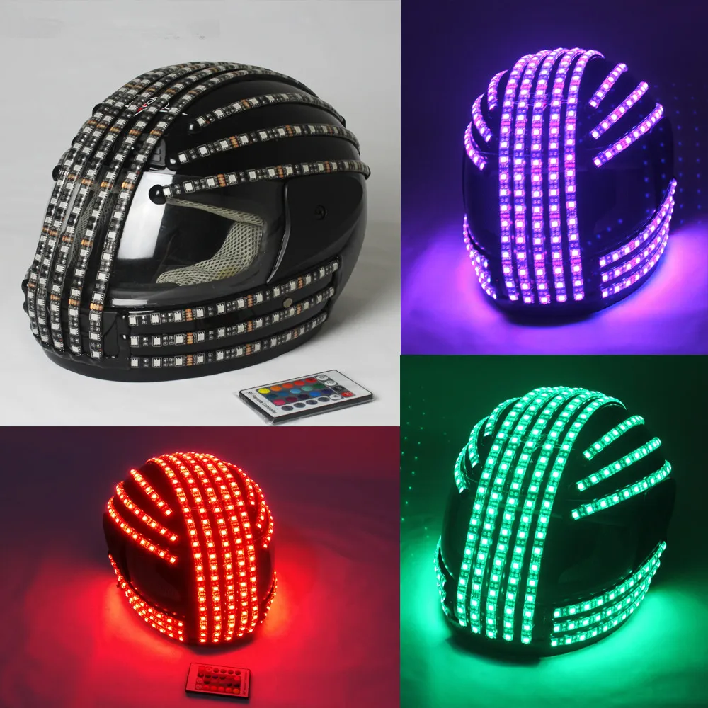 RGBColorLEDHelmetMonsterMaskLuminousHatDanceClothesDJHelmet