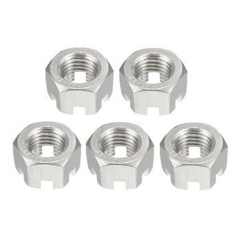 

UXCELL 5PCS Nuts M16 x 2mm Or M18 x 2.5mm Pitch 304 Stainless Steel Slotted Hex Nut Silver Tone used with drilled shank fastener