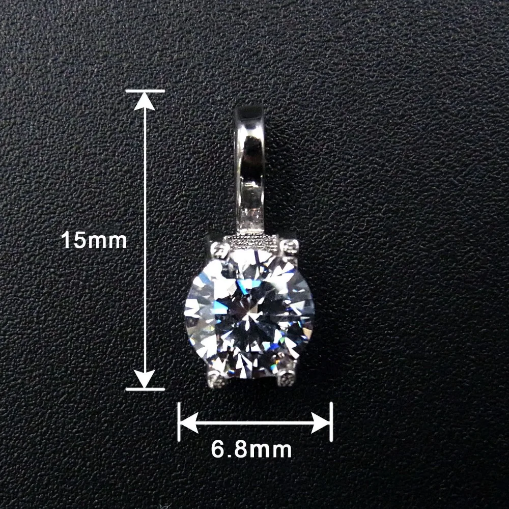 

White Gold Vermeil 925 Sterling Silver Heart Shape Setting 6mm CZ Pendant