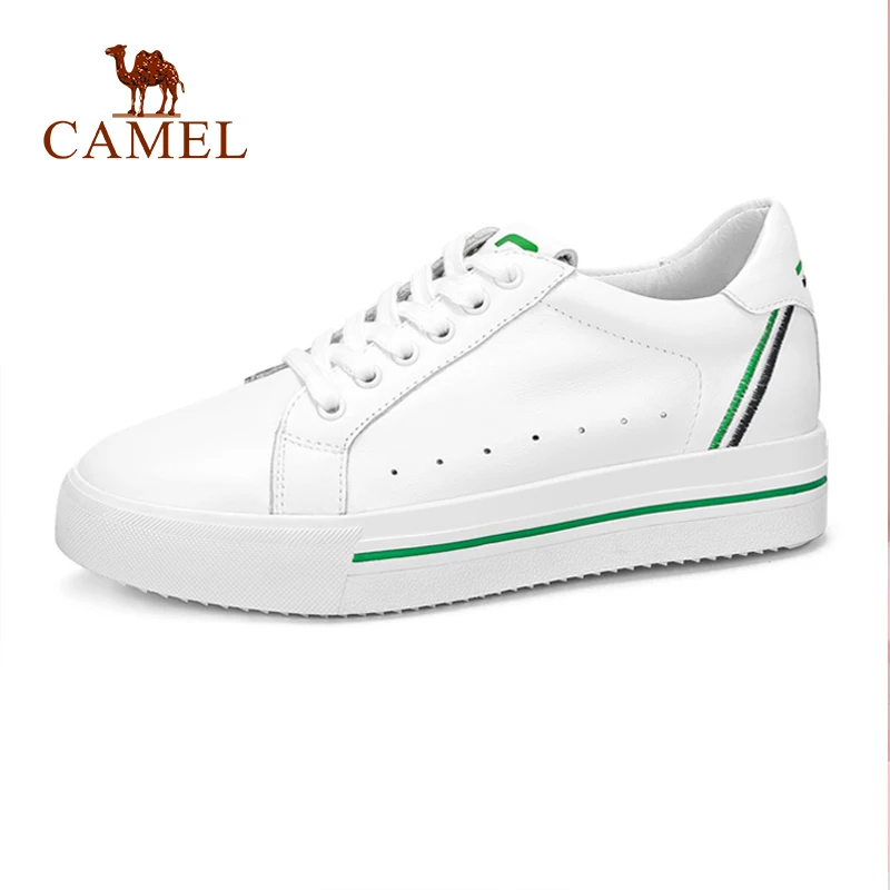 

CAMEL New Women Fashion Ins Trend Casual Single Shoes Women Leather Soft Platform Student Striped White Shoes For Ladies Flats