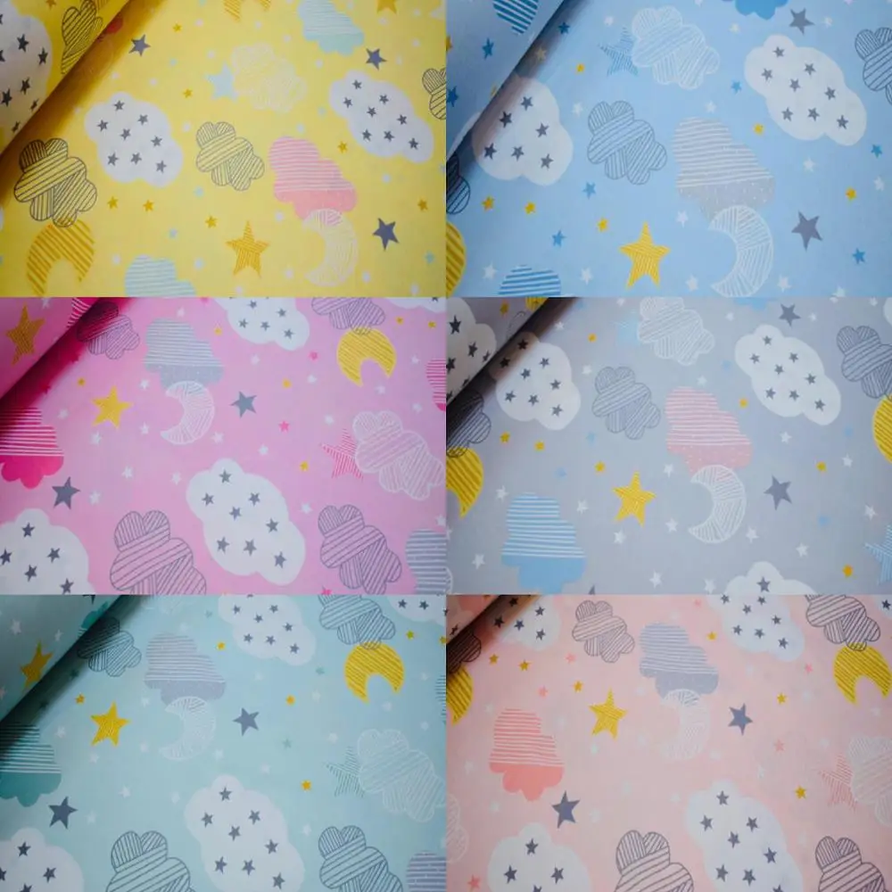

Cloud and Star Patterned Cotton Fabrics