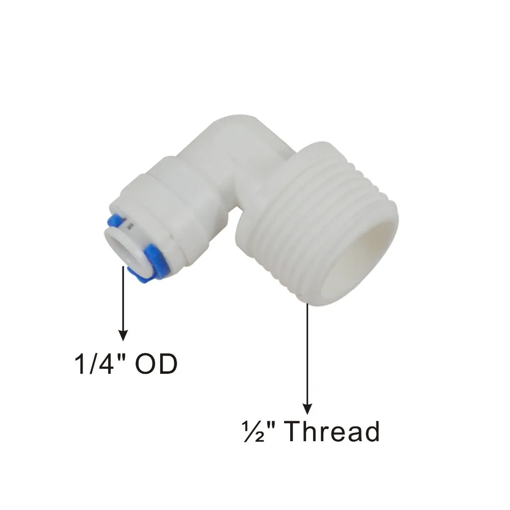 Локоть адаптера 1/2 &quotрезьба штекер x 1/4&quot OD быстрое соединение QC RO System фитинги 12