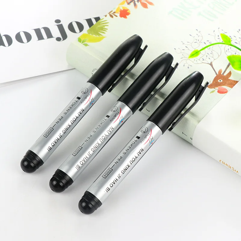 

2pc/set Large Capacity Black Plastic Oily Waterproof Permanent Marker Pen Office School Supplies Markers Korean Stationery