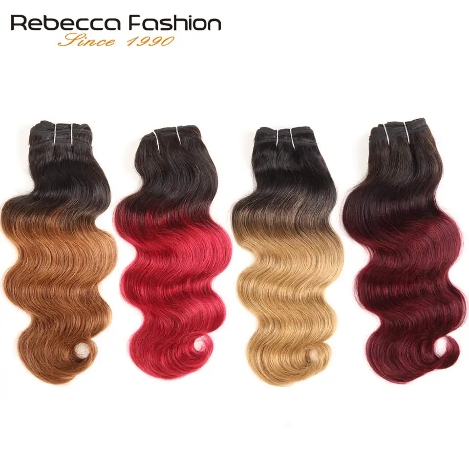 

Rebecca Brazilian Natural Body Wave Hair 1 Bundle Colored #T1B/30#T1B/27 #T1B/99J #T1B/BUGR Remy Human Hair Extension 10-22 Inch