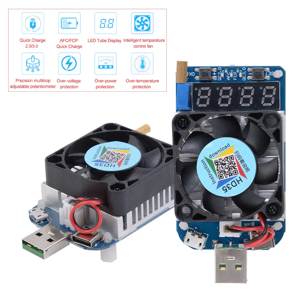 

HD35 USB Intelligent Electronic Load Tester Protection Adjustable constant current aging resistor battery voltage capacity
