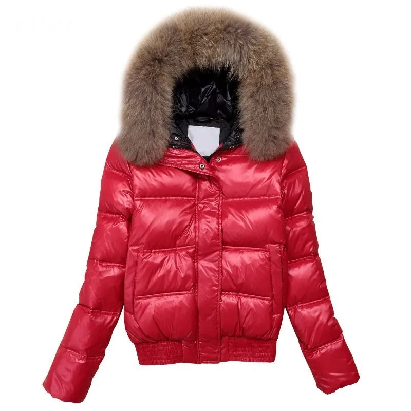 

2019 New Hooded Casual Fur Winter Thick Jacket Women Long Sleeve Slim White Duck Down Coat Female Zipper Pockets Outwear YRF01