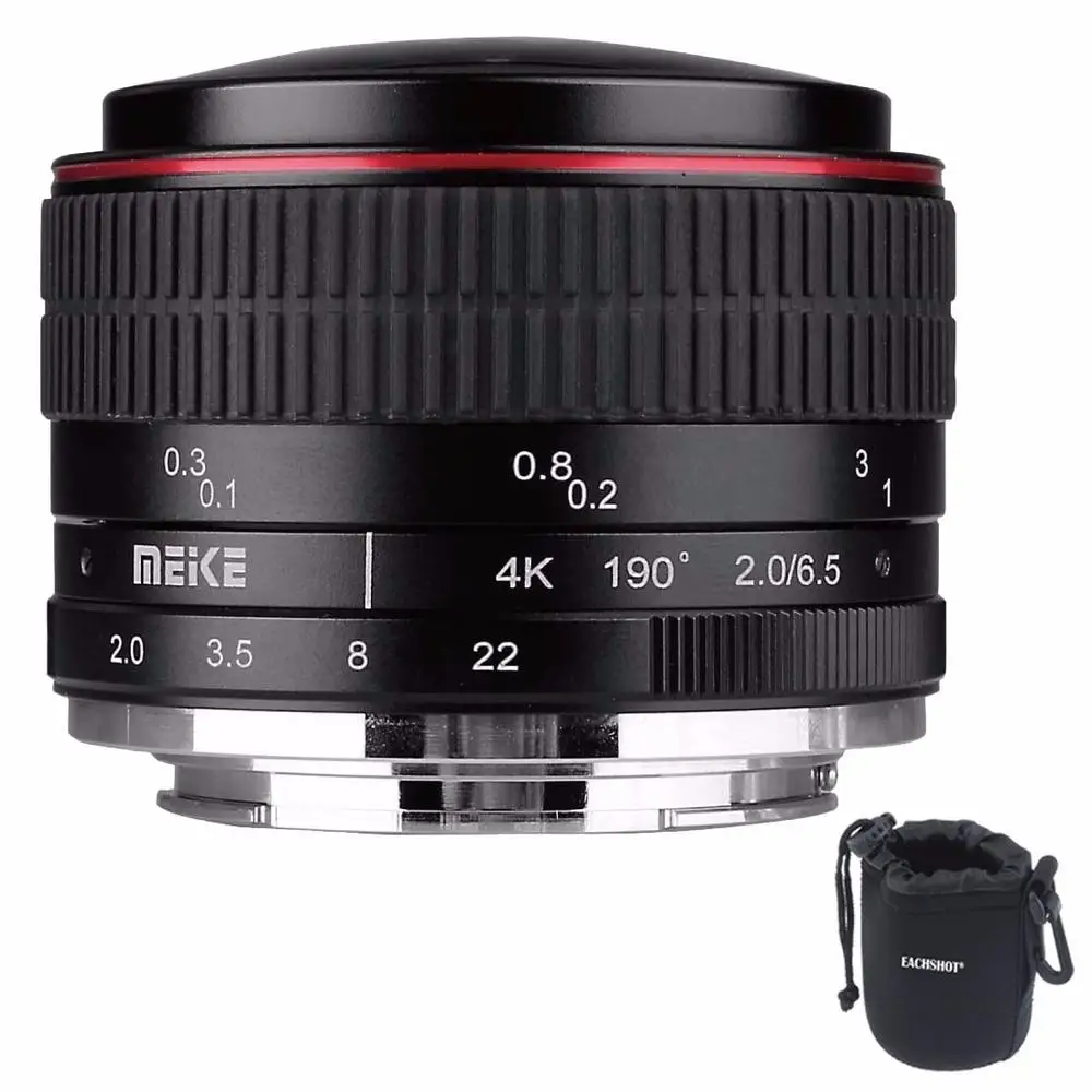 MEIKE MK-6.5mm F2.0 объектив рыбий глаз для Canon EF-M Крепление объектива камеры с EACHSHOT Ткань для очистки объектива сумка