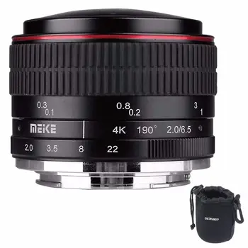 

MEIKE MK-6.5mm F2.0 Fisheye Lens for Canon EF-M Mount Lens Camera With EACHSHOT Cleaning Cloth Lenses Bag