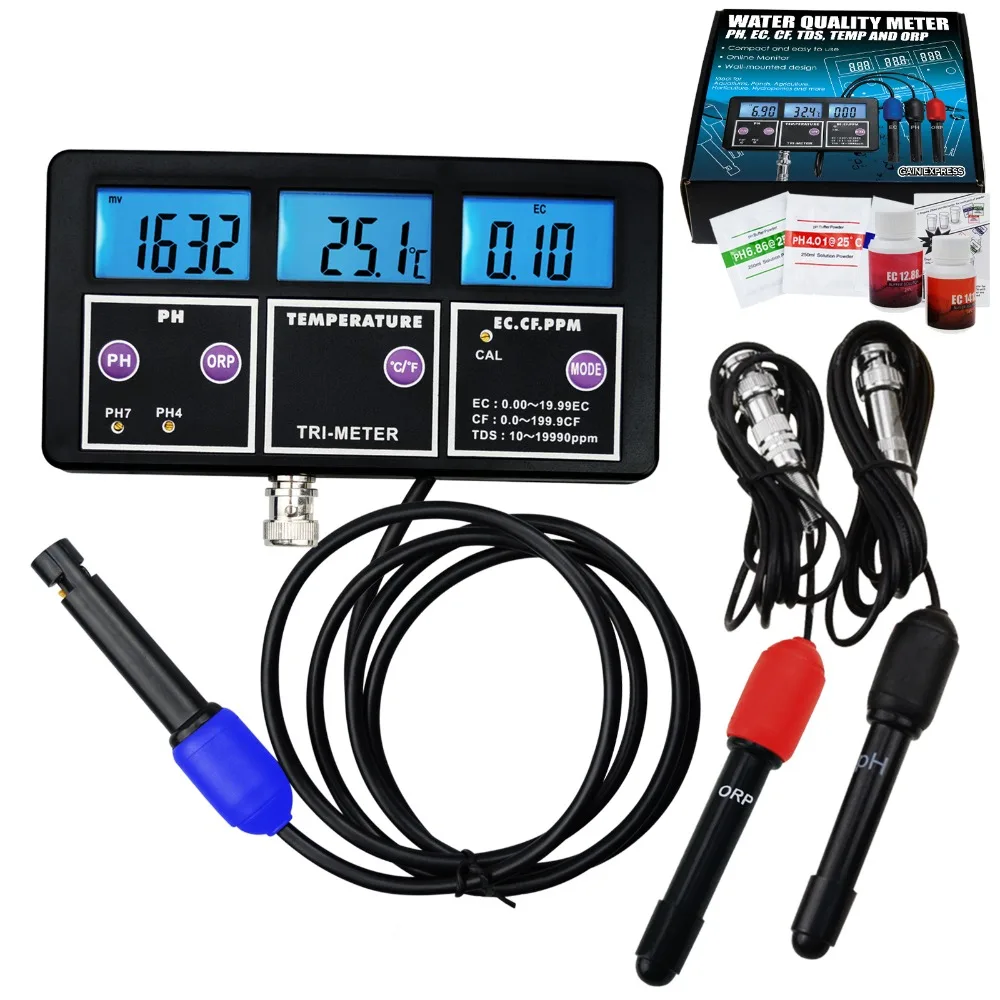 6 in 1 Professional Multi parameter Combo Testing Meter,pH/ ORP/ EC/ CF