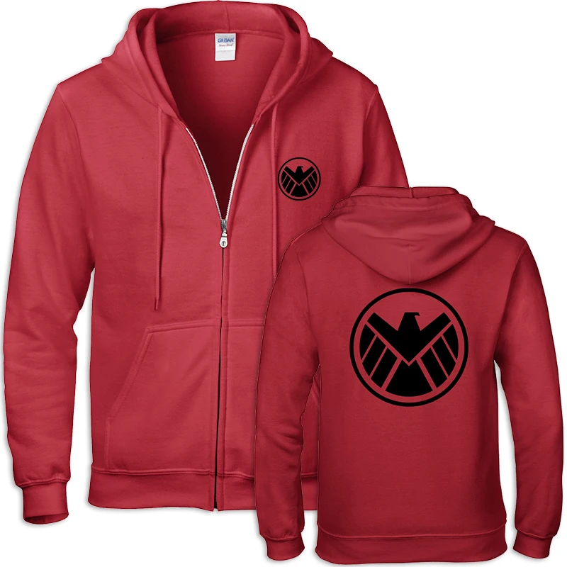 

Men's zip sweatshirts Eagle Agents of Shield Season 3 Logo Printa ble symbol Casual cotton cozy full zip hoodies Free shipping