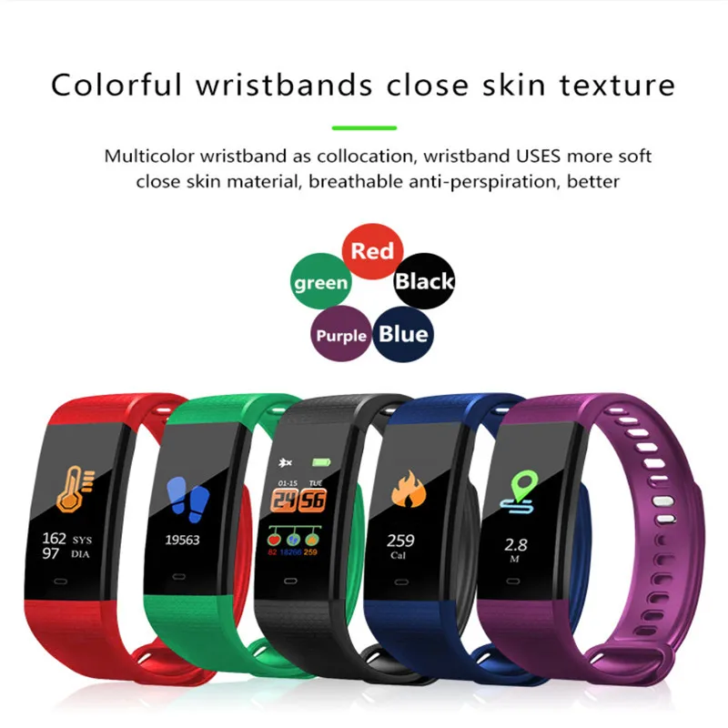 

Pedometer step counter Sport Bracelet Y5 Colorful Screen Fitness Bracelet Smart Band IP67 Health Tracker Alarm Clock For iPhone