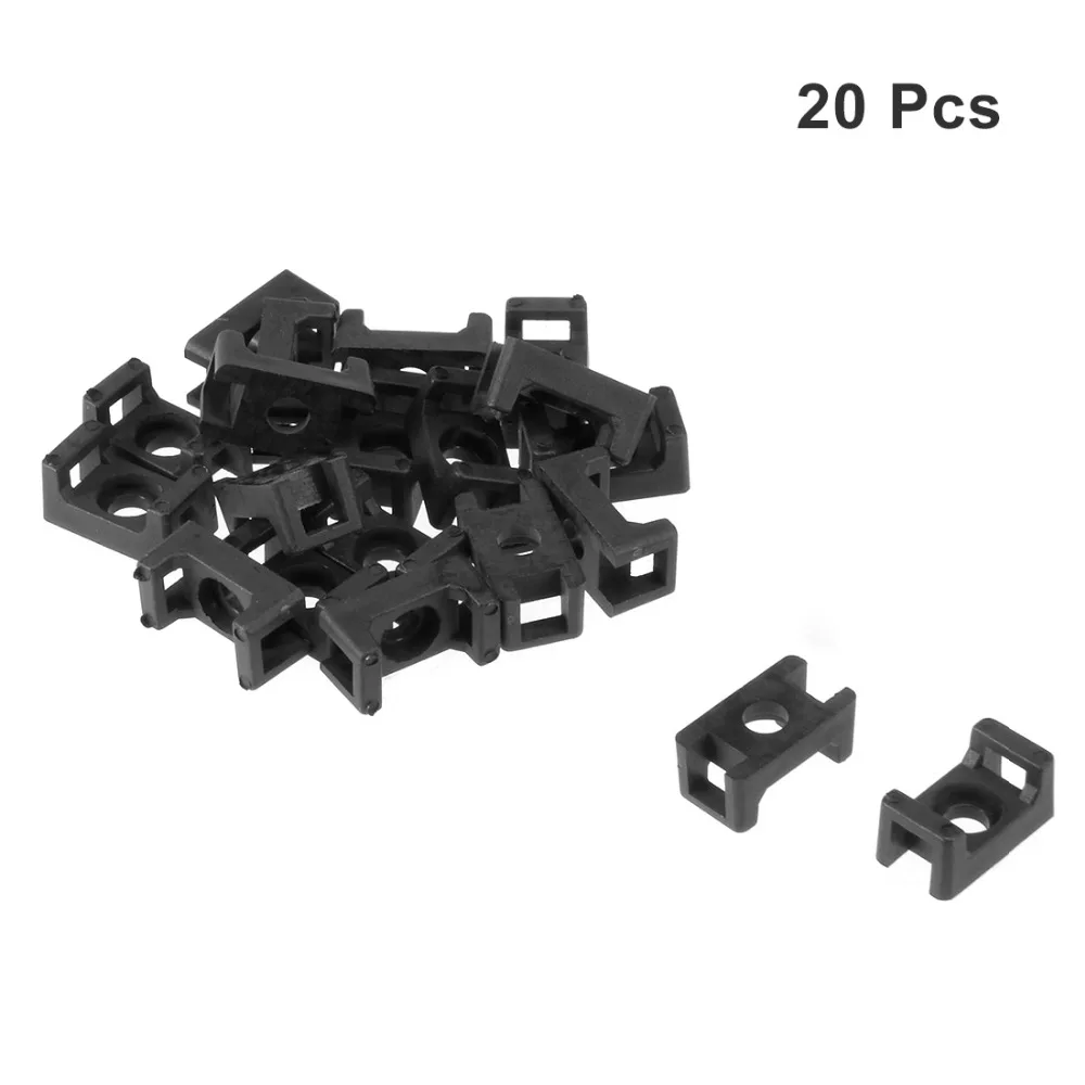 

Uxcell 20Pcs HC-1S HC-2 3.8mm/9.2mm Hole Width Cable Tie Base Saddle Type Wire Holder Nylon 3.3mm/6.5mm Screw Hole Black/White