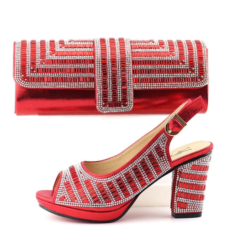Red shinning shoes sandal lady with clutches bag 2019 new fashion free ...