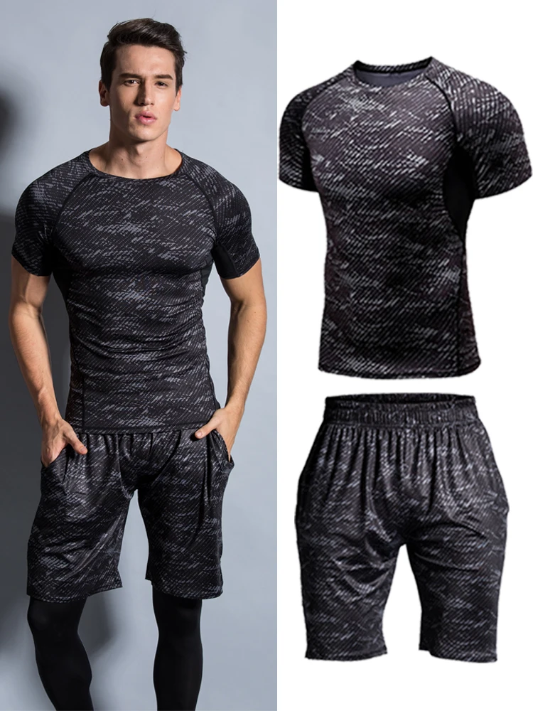

Compression Jogging Sport Suits for Men Running Set Clothes Quick Dry Sports Training Gym Suit Fitness Tracksuit Rashguard MMA