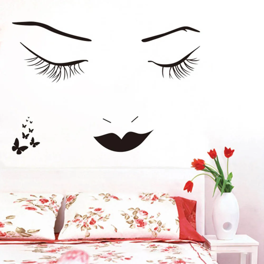 

Removable Fashion Home Decor Vinyl Wall Art Decals Sticker Beauty Lashes Spa Salon Sticker Women Face Eyes Decal
