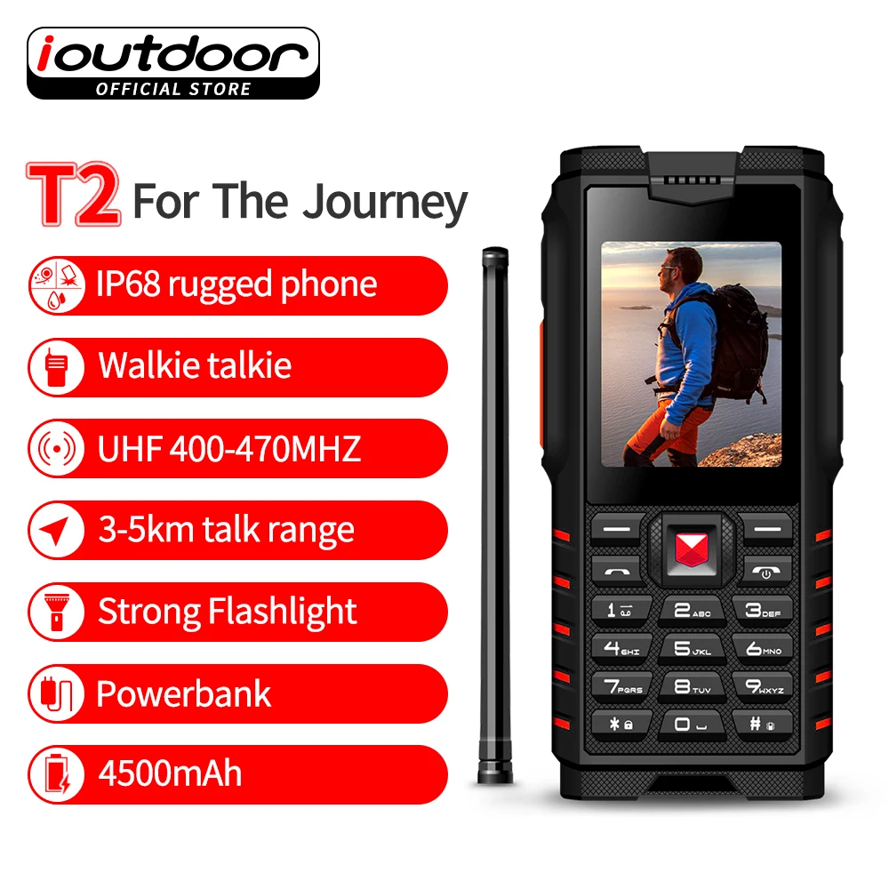 ioutdoor T2 IP68 Waterproof Handheld Portable Walkie Talkie Phone Two Way FM Radio UHF 400 470