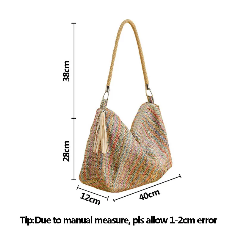 Women Handbag INS Popular Female Tassel Summer Beach Straw Bag Lady Large Casual Tote Weave Shoulder Bag Travel Bolsa SS3157 (10)