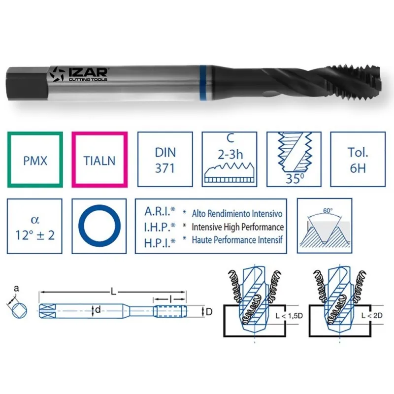 IZAR 28072 мужской спиральный PMX + TiAlN DIN371 (M) Inox tialsin 10.00x1.50|Аксессуары для