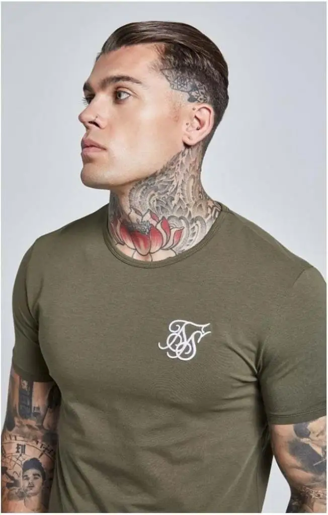 SikSilk хаки Базовая футболка белый логотип мужская футболка