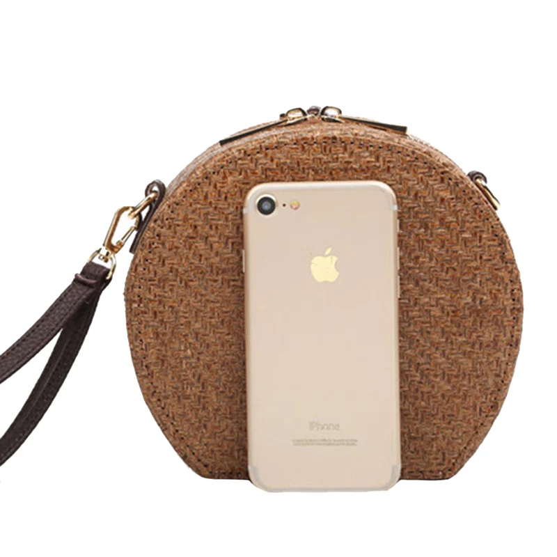 Vintage Women Handbag INS Popular Female Circle Weave Straw Bags Summer Beach Lady Messenger Bag Mini Travel Crossbody SS3151 (4)