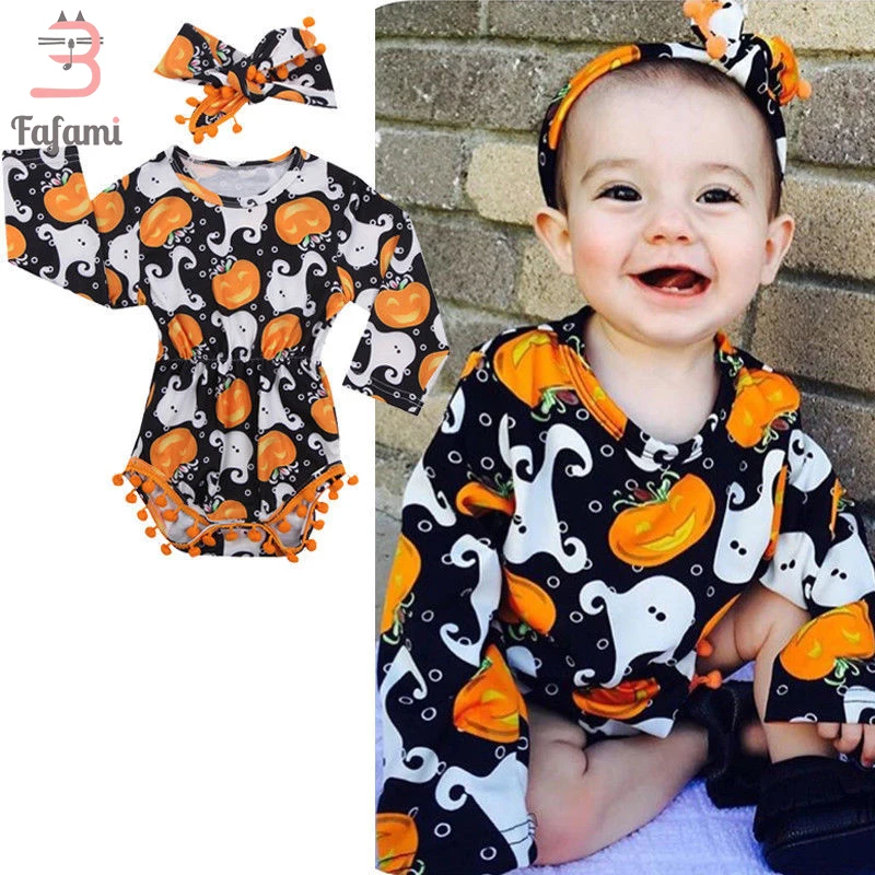 Baby Halloween Costume Pumpkin Baby Bodysuits Set for Halloween Newborn