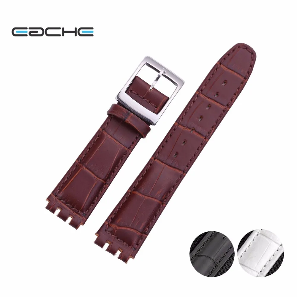 

EACHE High Quality Black Brown Colors Genuine Leather Croco Pattern Replacement Watchband Fit For Swatch For Men Or Women 23mm