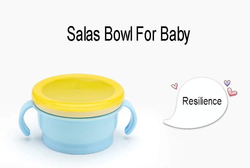 Baby 360 Rotate Spill-Proof Bowl Feeding Food Snack Dishes Tableware Container With Cover & Handle (13)