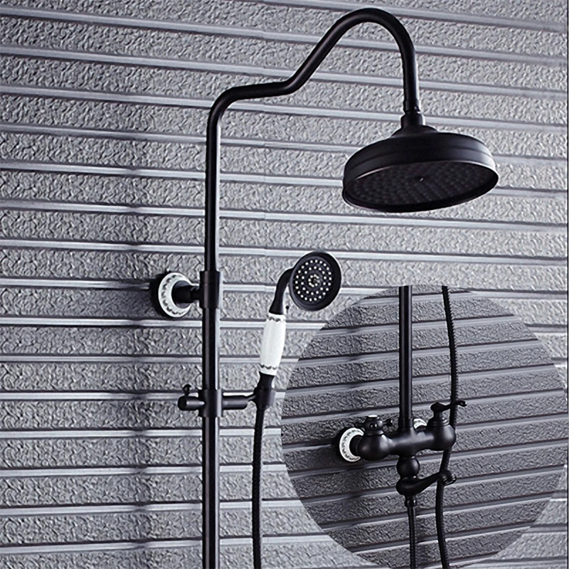 

Bathroom Shower System, Oil Rubbed Bronze / Black, K99-B4, soild brass