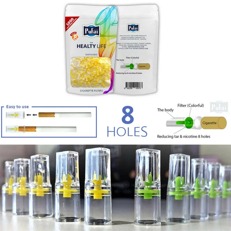 

Pufai Disposable Cigarette Filters Regular Type Compatible 8mm 1000 Piece 1 Packs