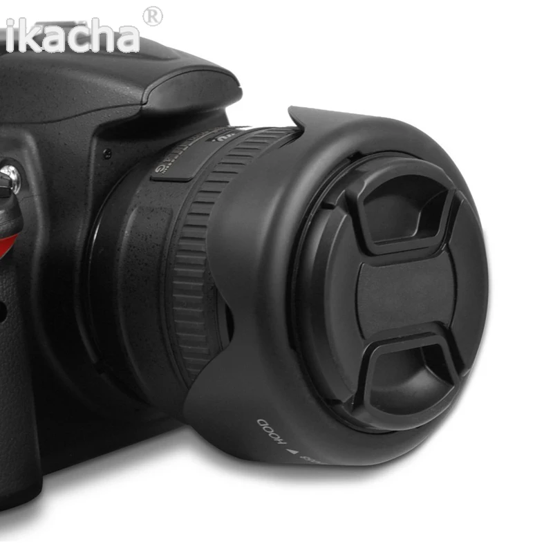 49 мм 52 мм 58 мм 55 мм 62 мм 67 мм 72 мм 77 мм реверсивная бленда цветочный фильтр резьба+ крышка объектива для Canon для Nikon для sony
