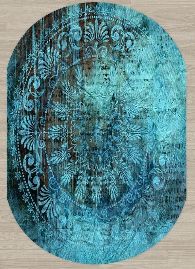 Else зеленый османский этнический турецкий персидский 3d принт Нескользящая микрофибра для гостиной современный Овальный моющийся ковер