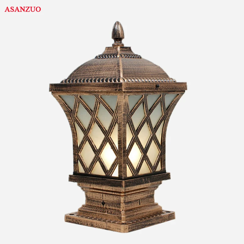 Beste Europese Outdoor wandlampen waterdicht Retro verlichtingsarmaturen Stigma lichten Tuin Veranda licht AC85 265V Brons Pijler lamp