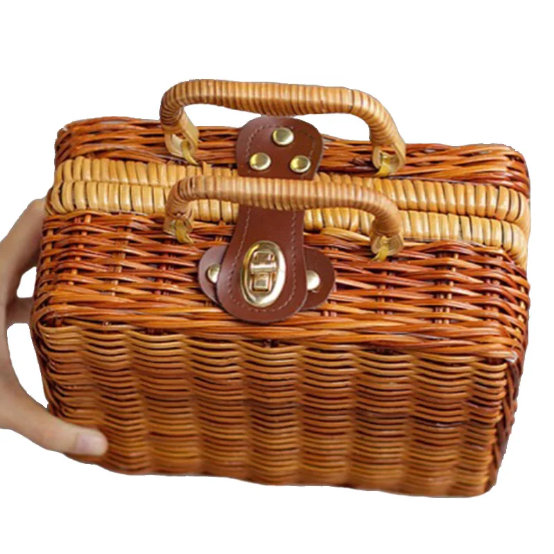 Women Vintage Ratten Bamboo Bags Bohemian Ladis Summer Beach Handbag Natural Knitted Female Bag Handmade Weave Tote SS3028 (6)