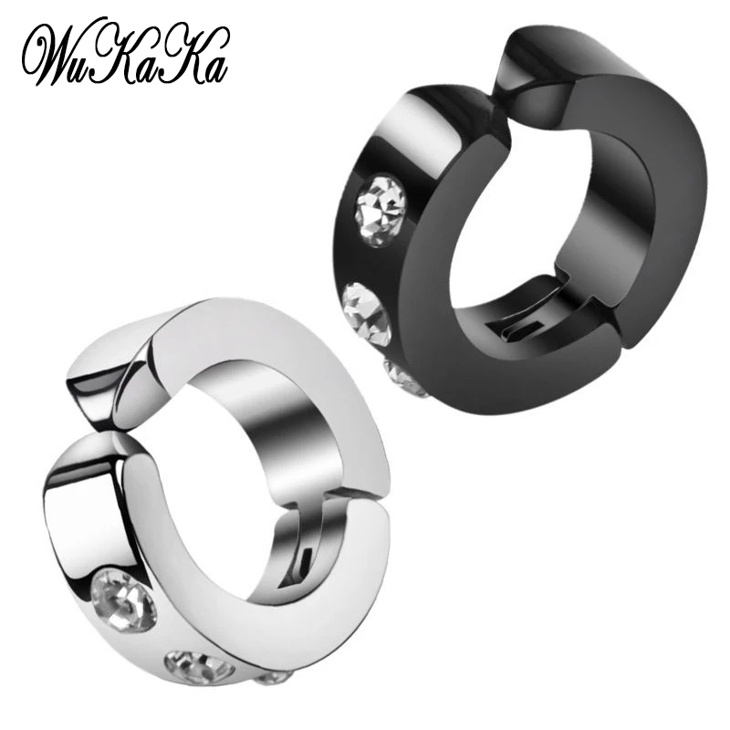 

Wukaka Fashion Crystal Earring For Boy Men 2019 Titanium Steel Round Men Jewelry Wholesale Price