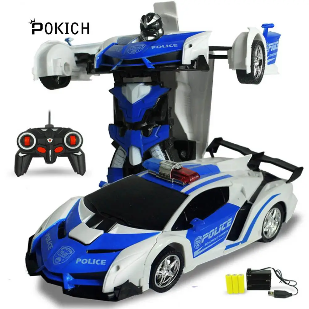 Pokich RC автомобиль роботы-трансформеры спортивный автомобиль модель игрушечные роботы крутая деформация автомобиль дети игрушки подарки для мальчиков - Цвет: Police Car