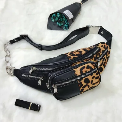 Овечья кожа+ леопардовая расцветка, поясная сумка на грудь, пояс, Сумки из натуральной кожи, сумка через плечо, женская сумка - Цвет: Leather strap