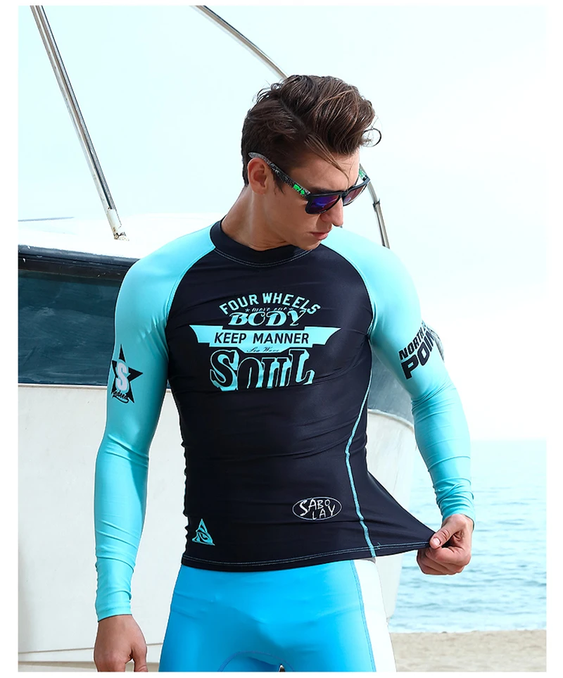 

New Sports Sunscreen Surf Clothing Swimsuit Long Sleeved Swimsuit Men's Snorkeling Clothing Fabric Comfortable And Soft