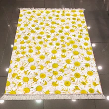 Белый Желтый Цветочный Цветы Сад 3d принт, микроволокно анти скольжение обратно моющиеся декоративные килим области ковер